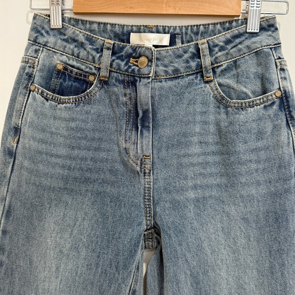 Love Shack Fancy Kala Flare Jeans High Rise Bow Detail Montauk Blue Size 25 New - Picture 7 of 15